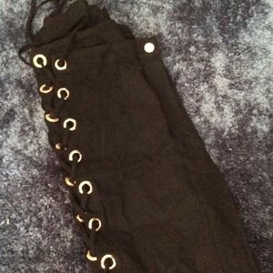 Black lace up pants